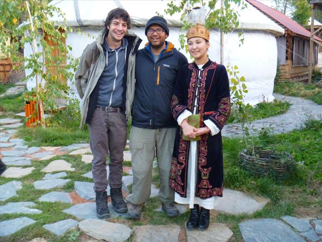 Miss Liu takes Dan, Roberto and me for a visit in a traditional Kyrgyz tourist village.