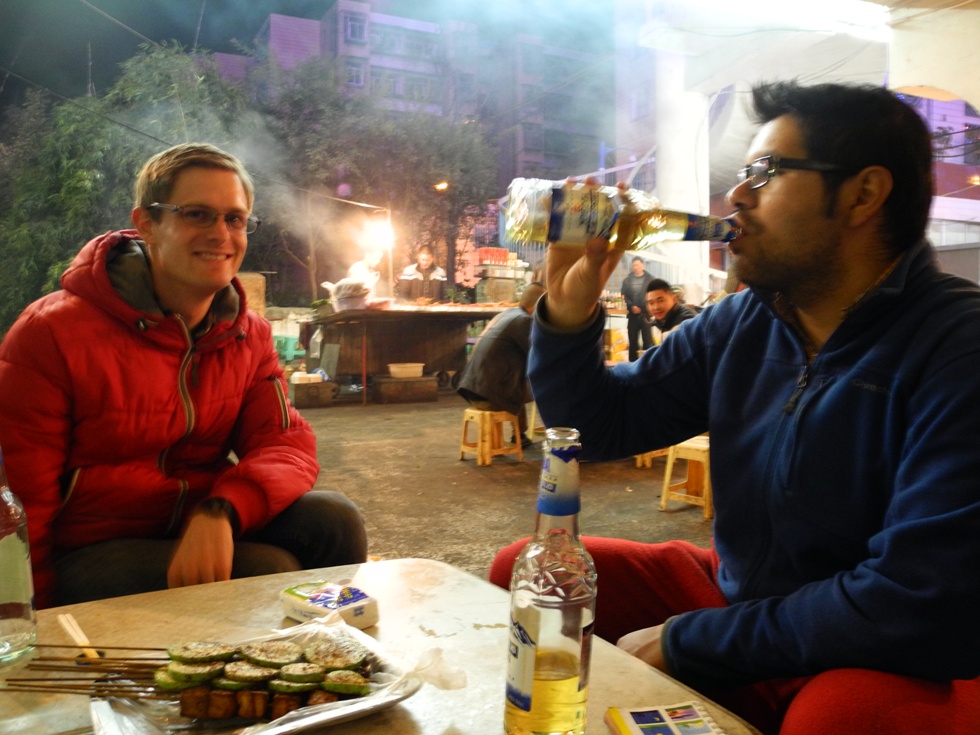 Barbecue under the bridge in Kunming, Yunnan with Michael. 