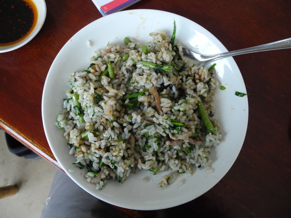 Typical fried rice. One of the most common dishes. It is tasty, cheap and filling
