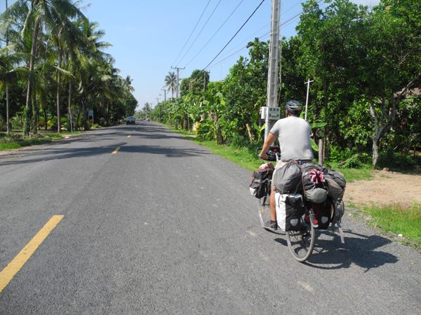 Roberto cycles the Mekong Road