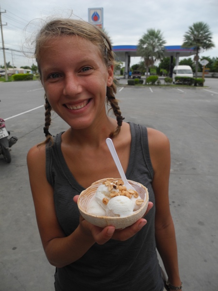 Ice cream stop on the way. Coconut with peanuts .. yammi!