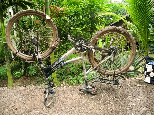 Very muddy dirty bicycle