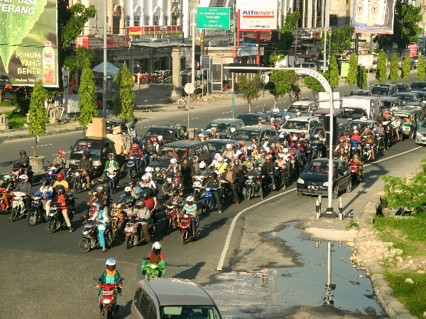 Traffic in Pekanbaru, Riau, Sumatra, Indonesia