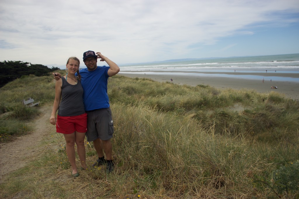 Annika y yo en la Costa de Christchurch