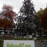 Christmas tree made out of bicycles