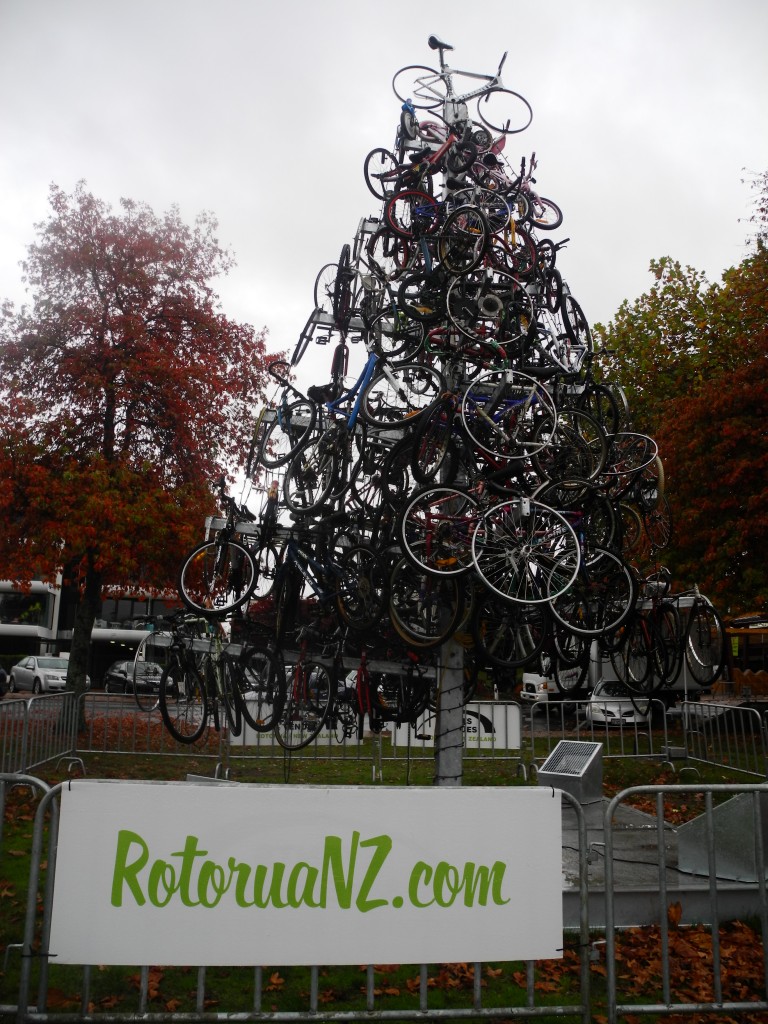 Christmas tree made out of bicycles