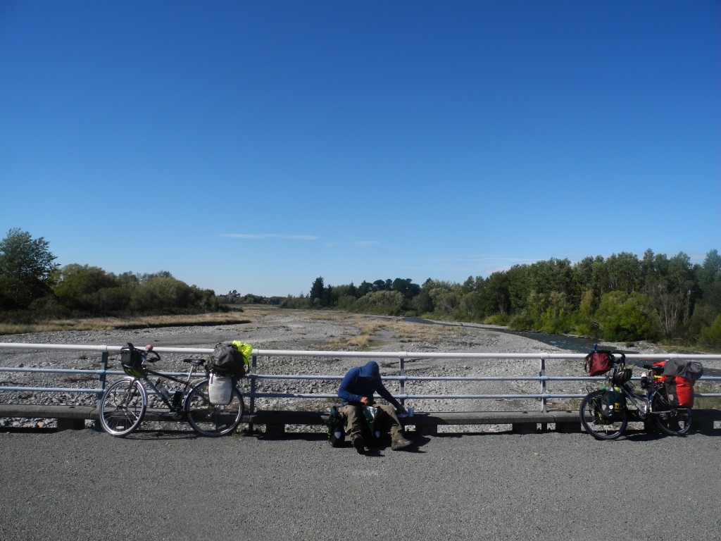 Lunch break on the stopping area of a bridge. Fortunately there was hardly any traffic 