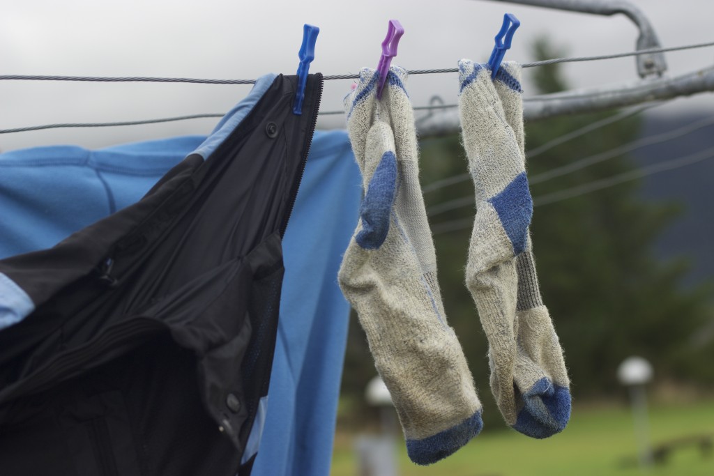 Futile attempt to dry socks