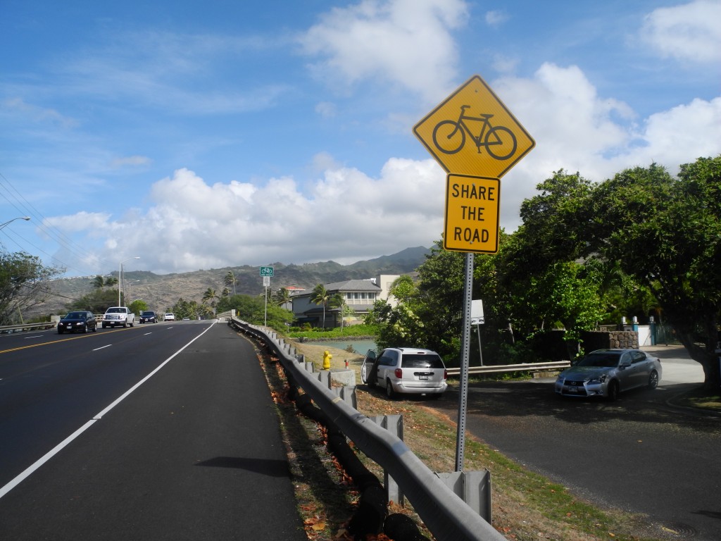 Look out for cyclists! And the drivers really do. It was easy cycling in O'ahu!