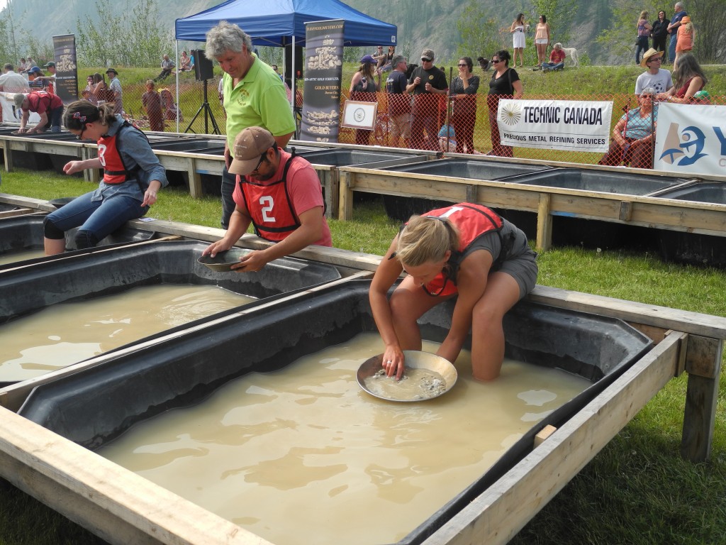 Annika and Roberto at the Annual Dawson City Gold Panning Contest