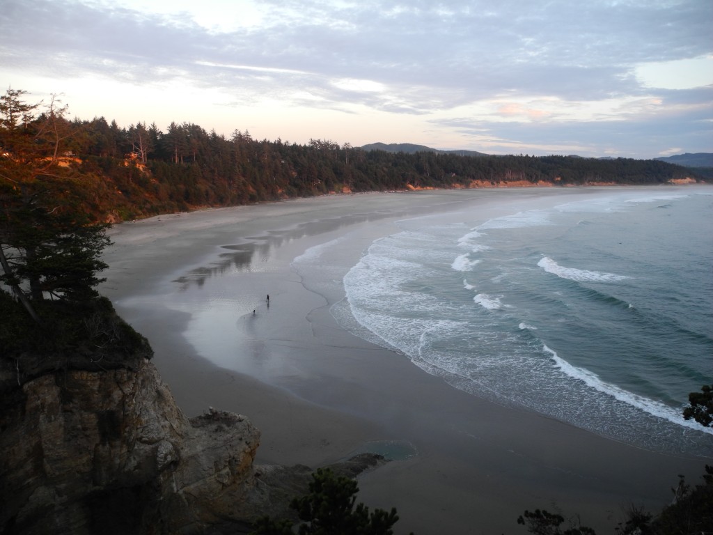 Long Oregon beach seen from the Devil's Punch Bowl viewpoint