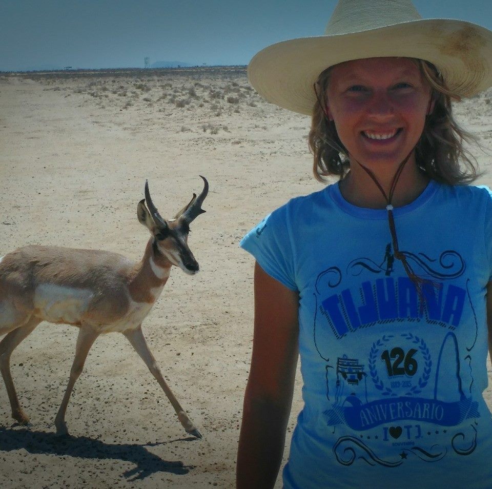 Annika and a Mexican Antelope