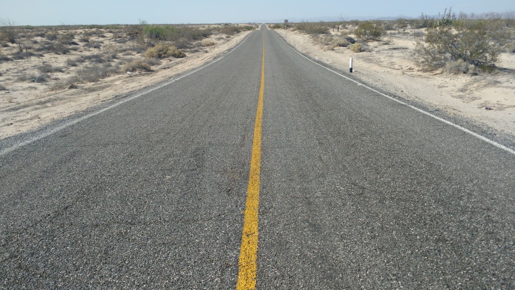 Empty desert road in Baja California