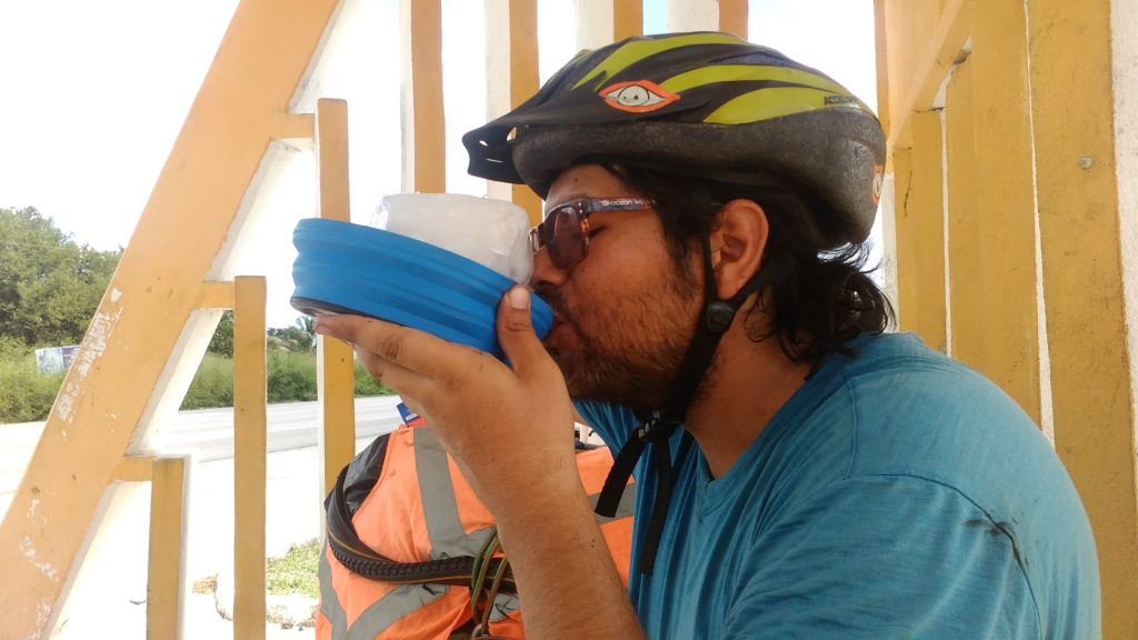Roberto drinks an Ice block in a bowl