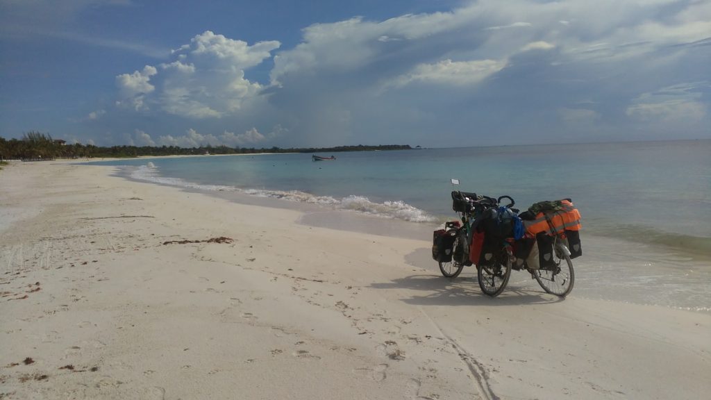 Biking a caribbean beach