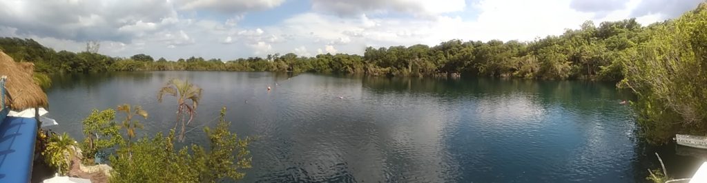 The blue cenote stands solo just next to the lagoon of Bacalar