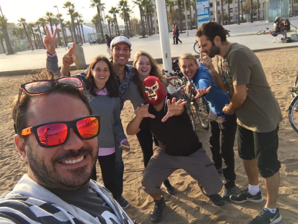 Good times with the group at Barcelona beach