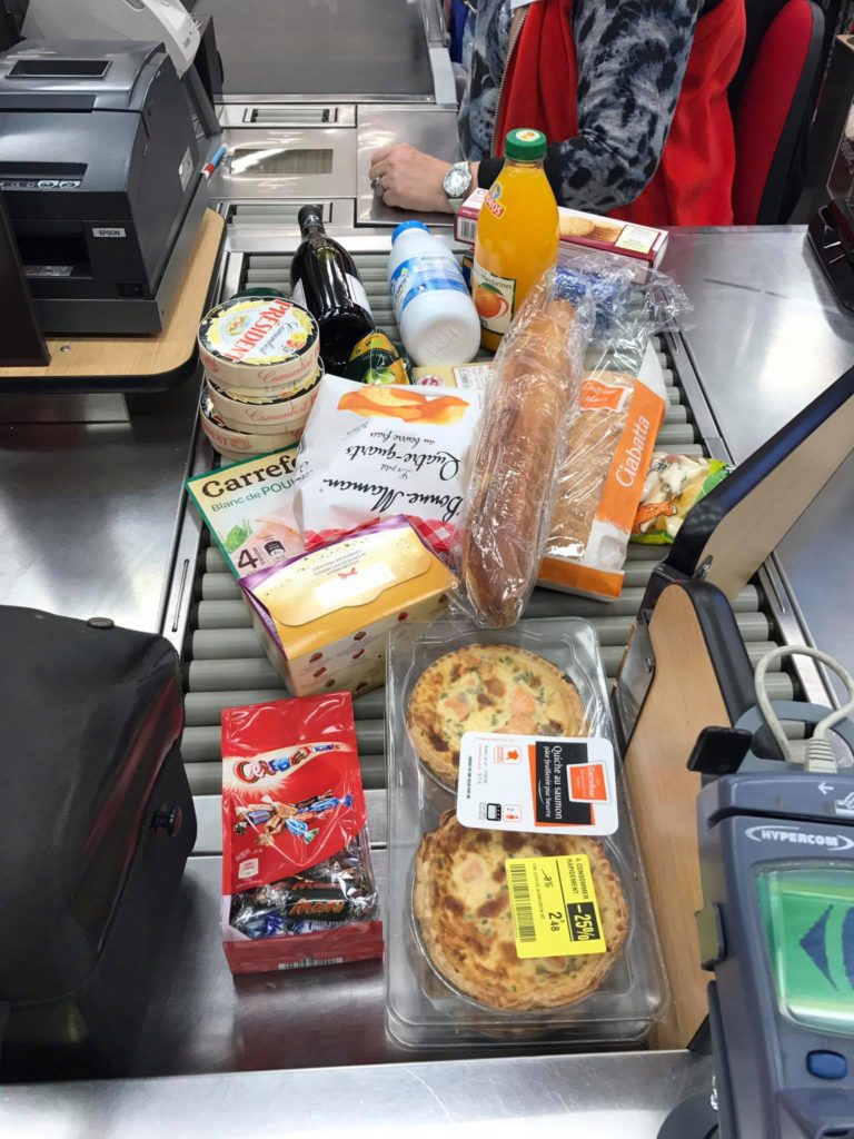 Delicious shopping for dinner in a French supermarket