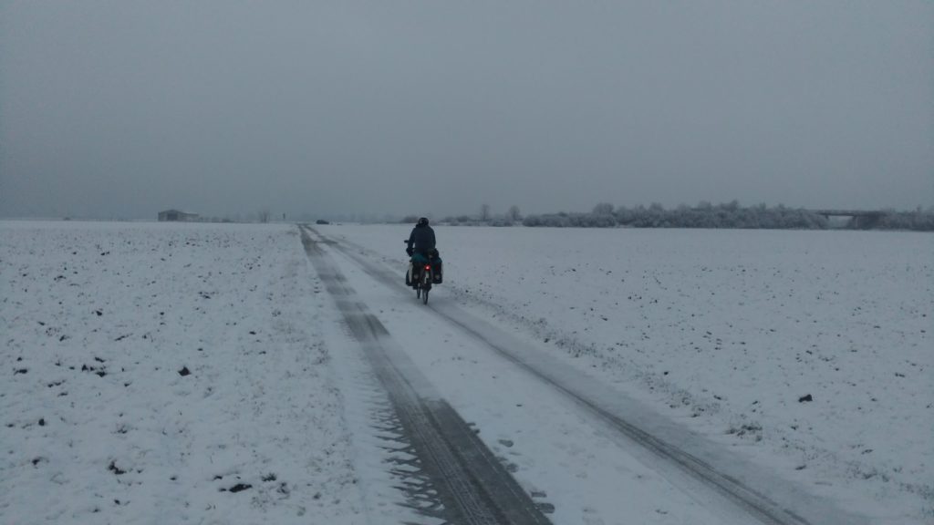 Roberto cycles through the snow in Germany